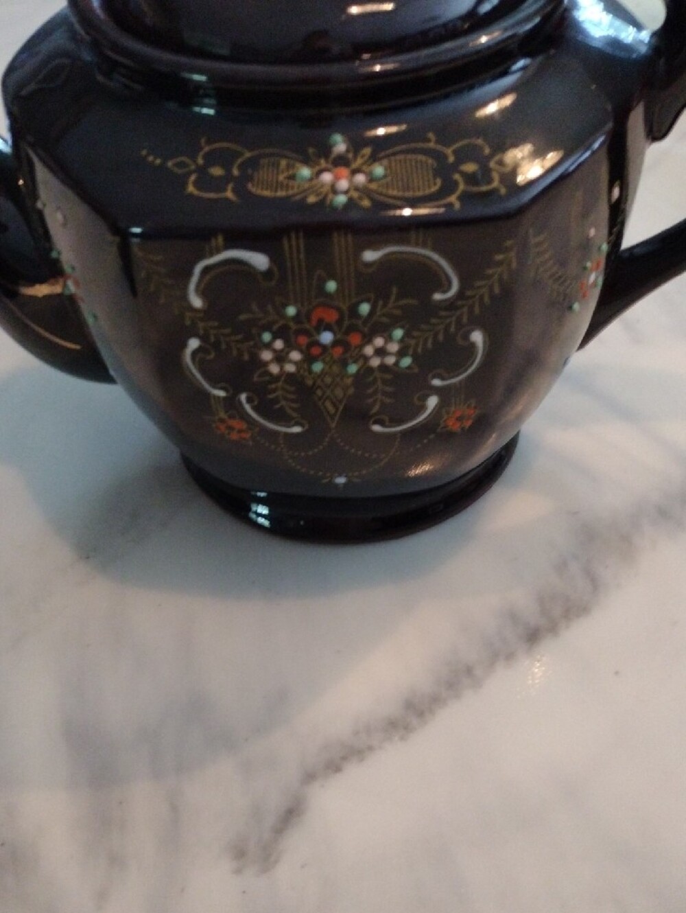 Dark Brown Floral Ceramic Teapot Set - Picture 4 of 4